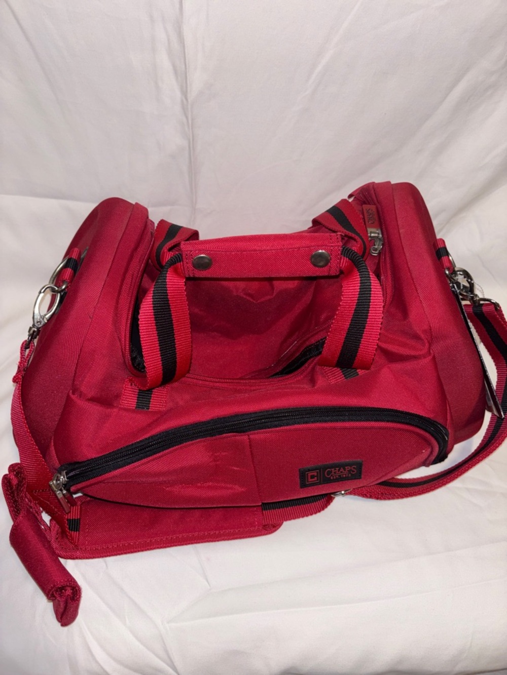 Chaps Red Weekend Convertible Duffel - Picture 3 of 9